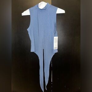 NEW LULULEMON Time to Restore Mock Neck tank top crop cropped length blue 6